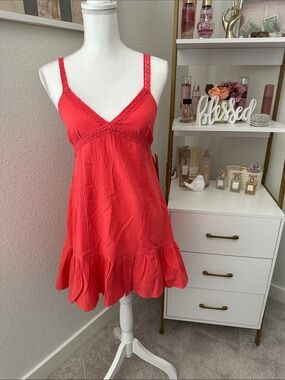 No Boundaries Coral Mini Dress with Ruffle Hem